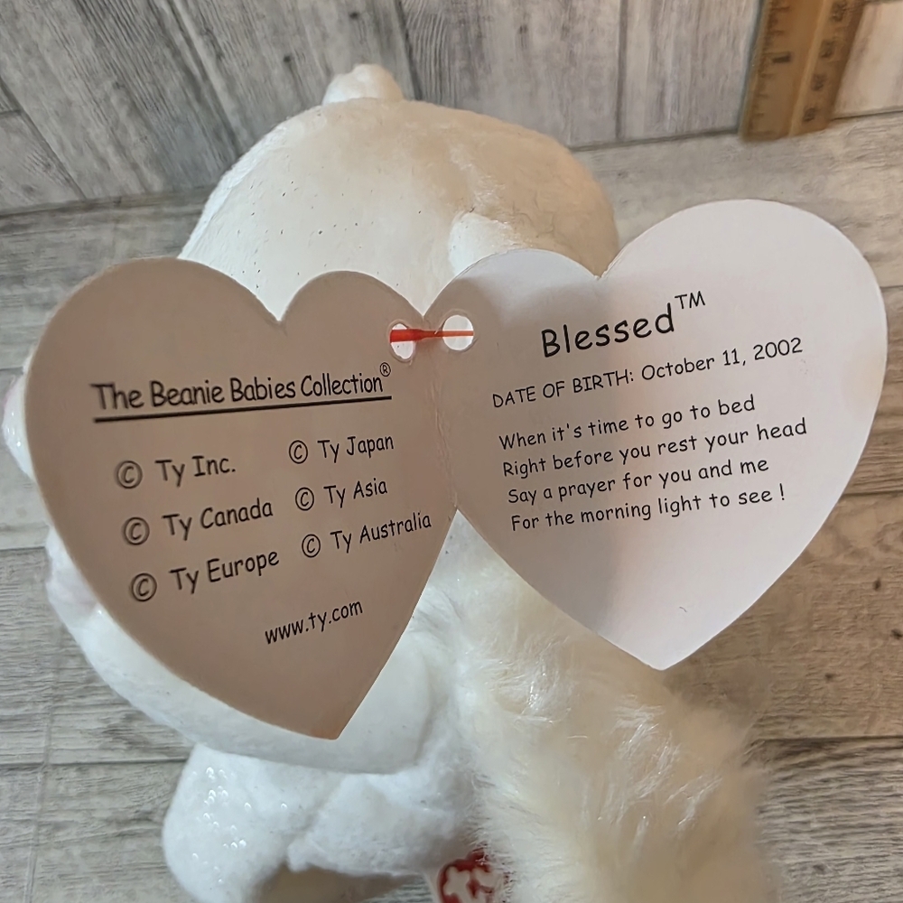 Ty Blessed White Angelic Bear with Pink Accents - Picture 2 of 4